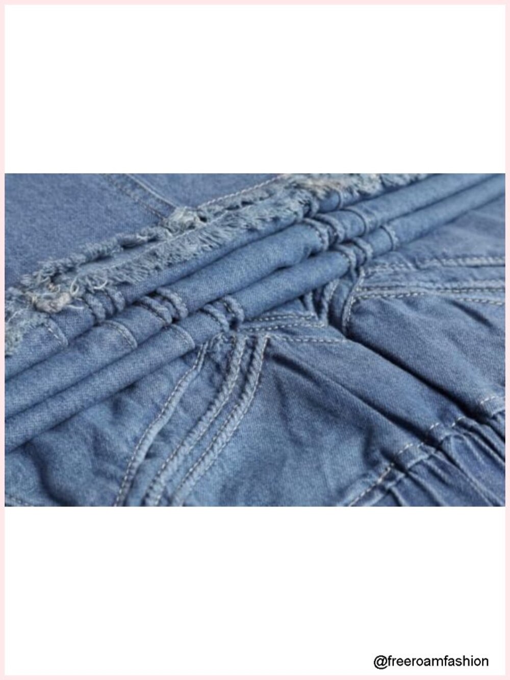 Women's High Waist A-Line Frayed Maxi Denim Skirt with Pockets - Picture 5 of 6